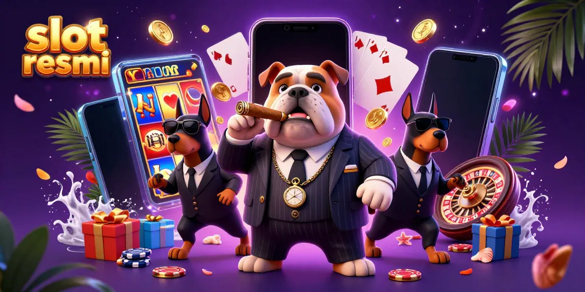 Experience the thrill with slot resmi, showcasing a 3D mafia bulldog boss amidst explosive casino elements.
