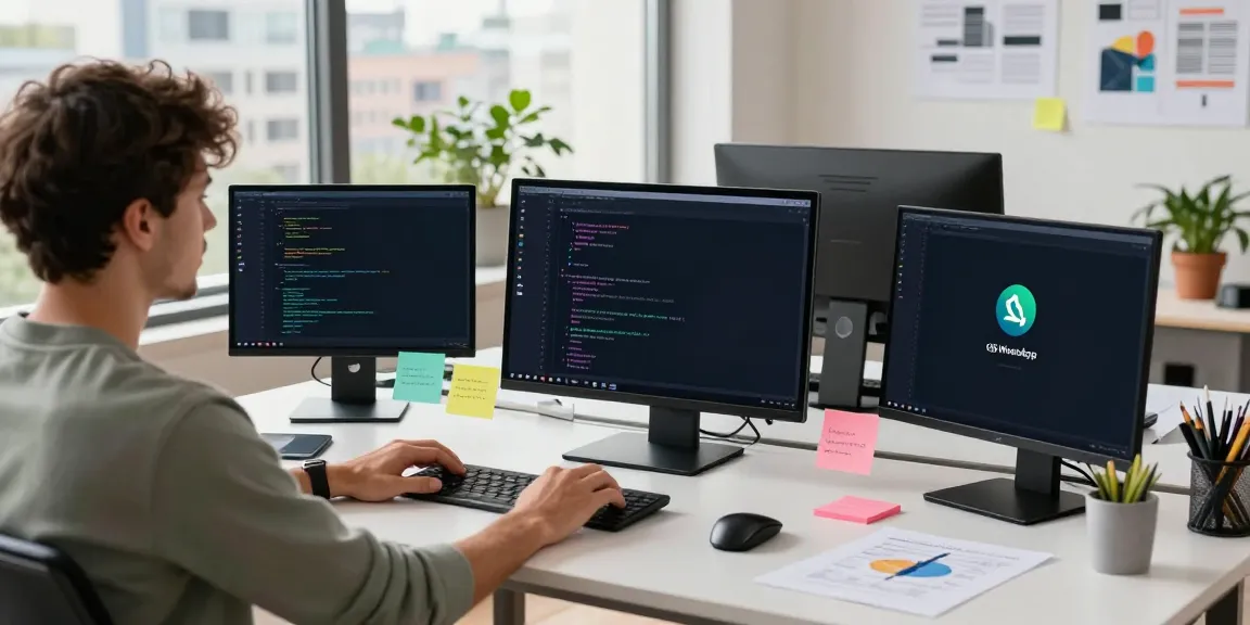 Developer's workspace showcasing app development and GB WhatsApp features for download the apk.